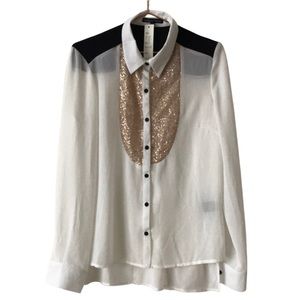 NWT Sheer button down blouse